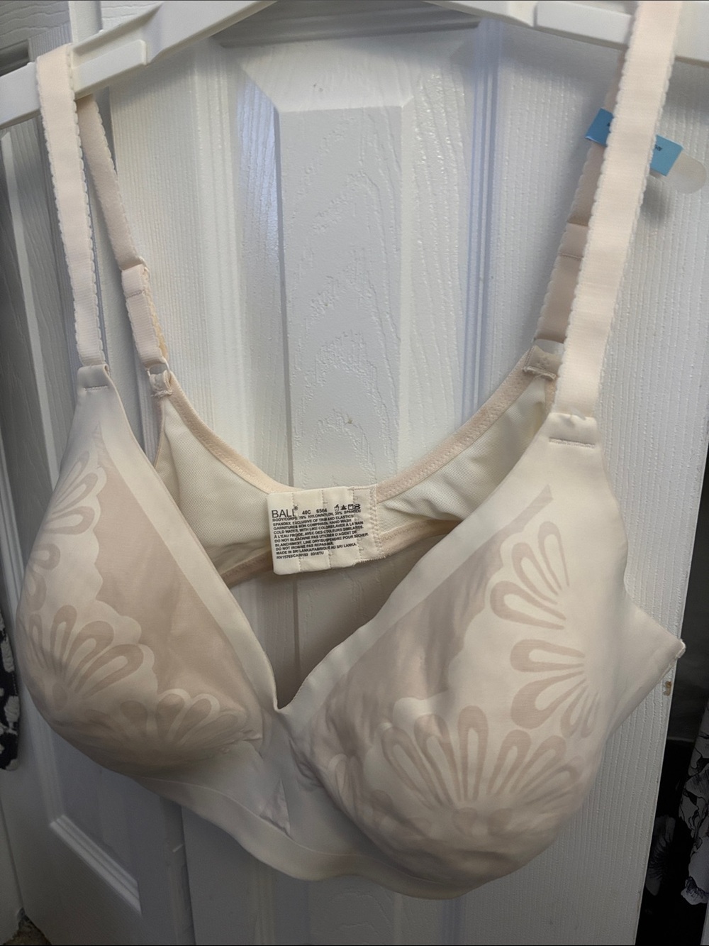 Bali Cream Floral Wireless Comfort Bra